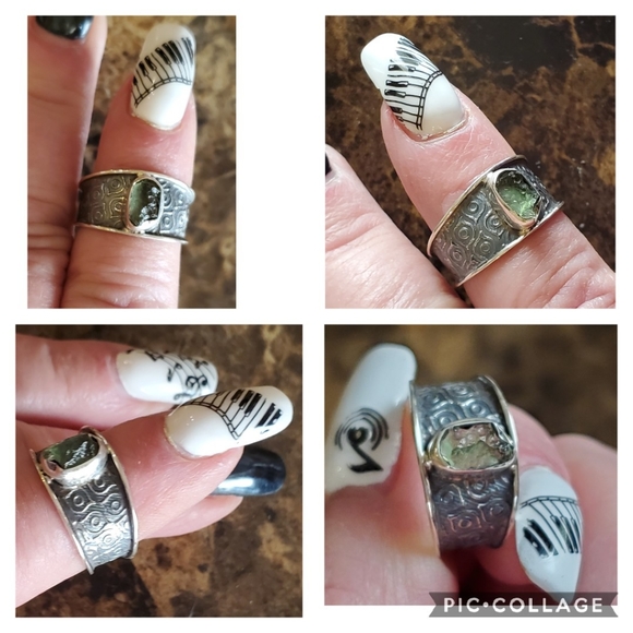 Genuine Czech Moldavite Ring Size 8 - Picture 4 of 8